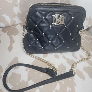Badgley Mischka Quilted Black Crossbody with Gold Accents